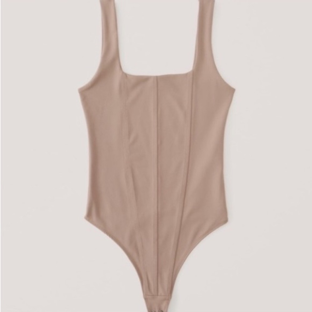 NWT Abercrombie Small Tan Corset Seamless Thong Bodysuit
